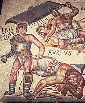 combats gladiateurs mosaique