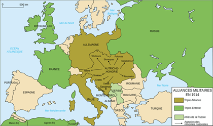 carte Europe alliances 1914