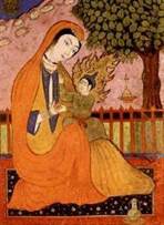 Virgin Mary and Jesus old Persian miniature