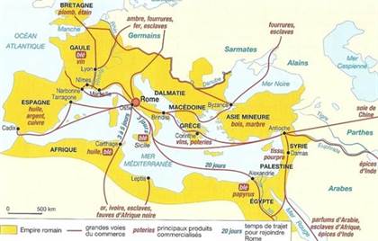 voies commerciales empire romain