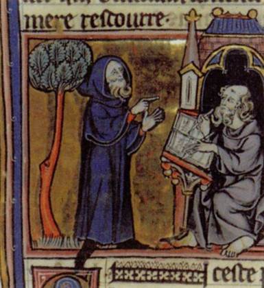 Merlin dictant ses prophties miniature du XIIIe sicle