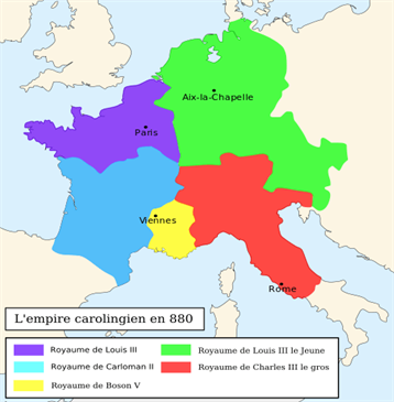 Empire carolingien en 880