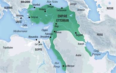 carte empire ottoman 1914