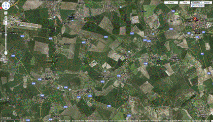 Vue Googlemaps du champ de bataille, aujourd'hui austerlitz600