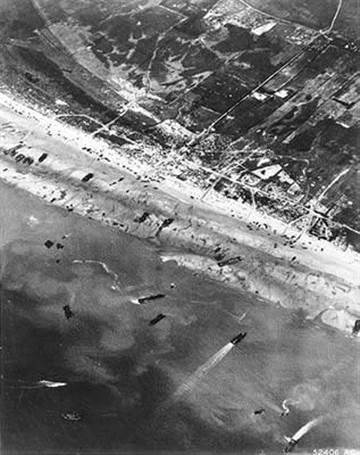 Photo aérienne des plages du débarquement