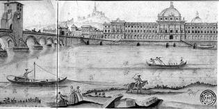 LHôtel-Dieu et le pont de la Guillotière à la fin du XVIIIe