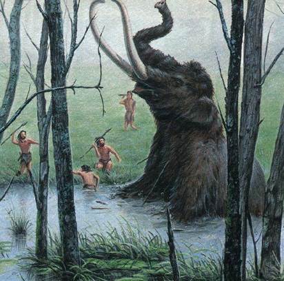 Vision artistique d'une chasse au Mammouth Mammouth_-_Chasse