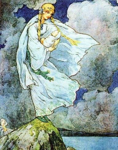 La dame du lac enlève Lancelot fee dame lac