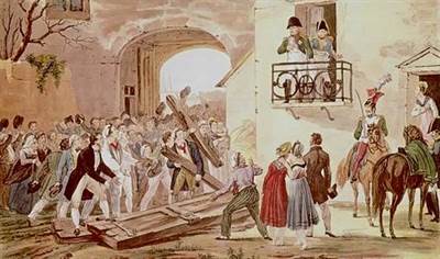 Les portes de Grenoble apportées aux pieds de l'Empereur par les habitants. napoleon grenoble