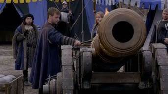 Charles VIII (au fond à gauche) inspecte ses canons theborgiascanon